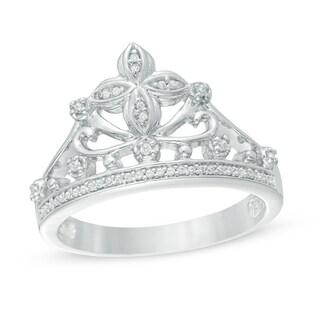 0.09 CT. T.W. Diamond Cross Crown Ring in Sterling Silver