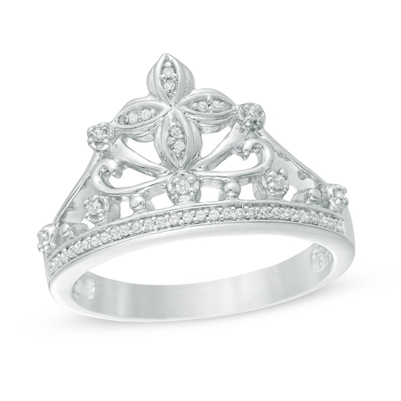 0.09 CT. T.W. Diamond Cross Crown Ring in Sterling Silver