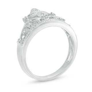 0.09 CT. T.W. Diamond Cross Crown Ring in Sterling Silver