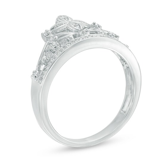 0.09 CT. T.W. Diamond Cross Crown Ring in Sterling Silver