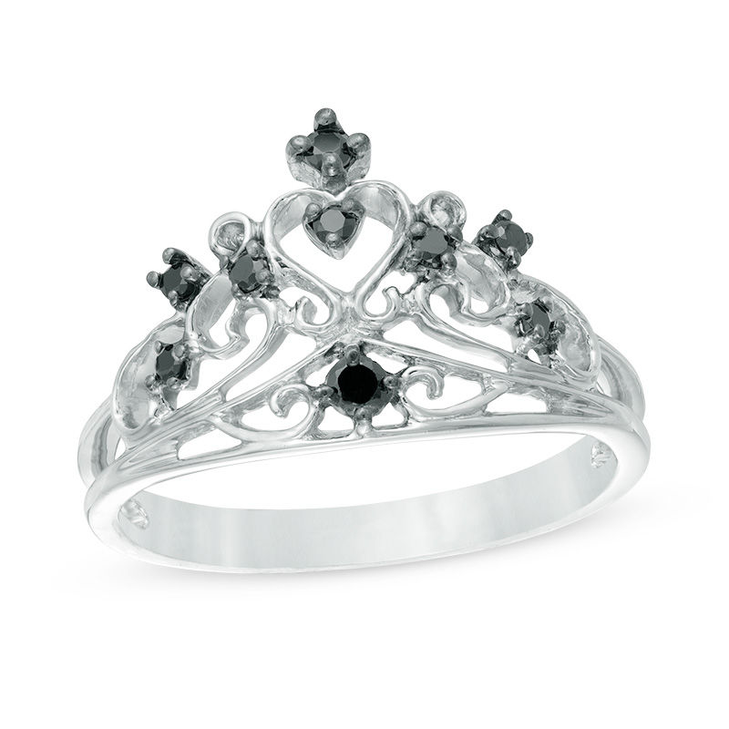 0.12 CT. T.W. Black Diamond Crown Ring in Sterling Silver