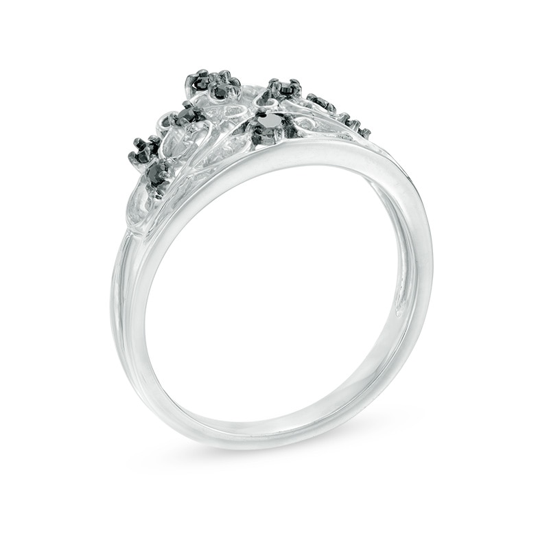 Main Image 2 of 0.12 CT. T.W. Black Diamond Crown Ring in Sterling Silver