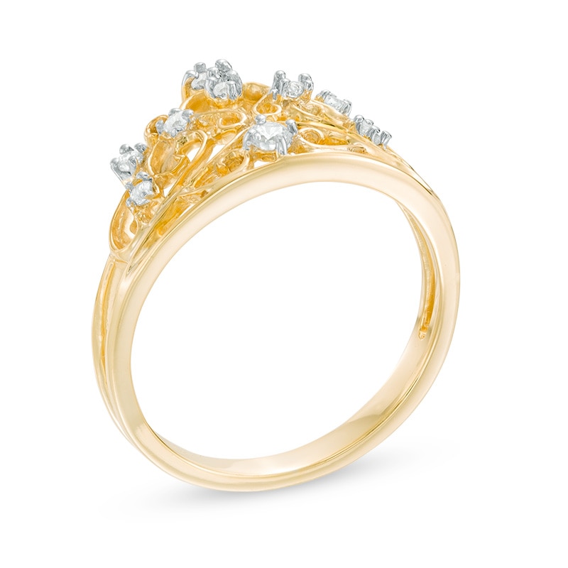 0.12 CT. T.W. Diamond Crown Ring in 10K Gold