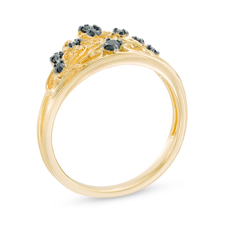 Main Image 2 of 0.12 CT. T.W. Black Diamond Crown Ring in 10K Gold