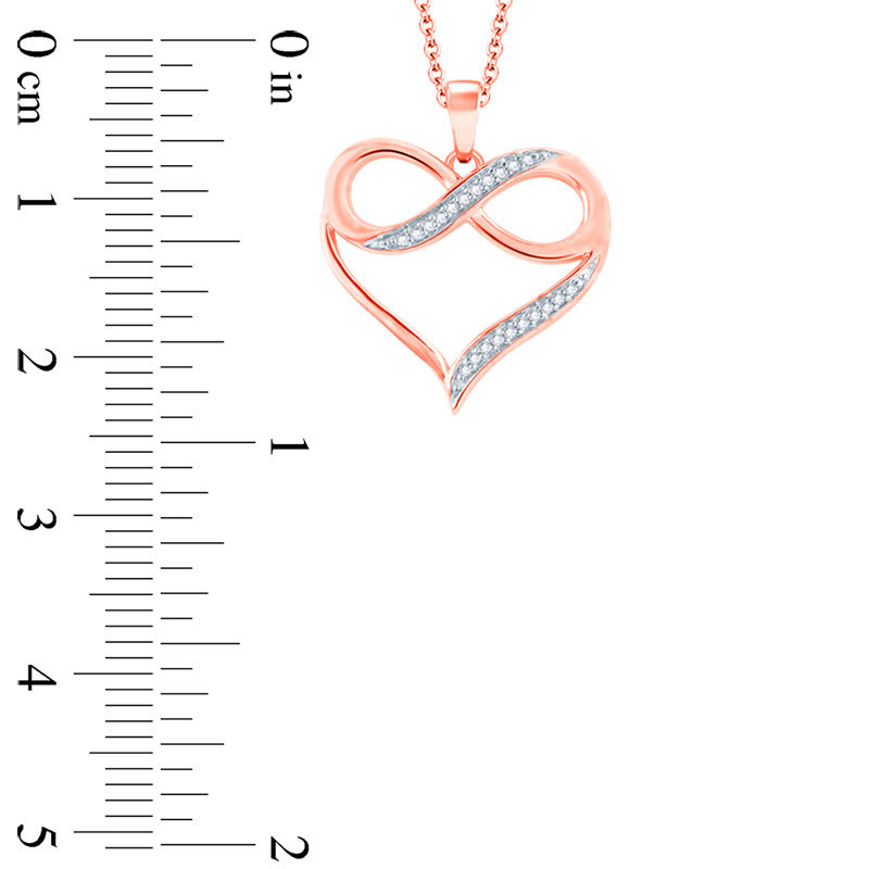 Main Image 2 of 0.04 CT. T.W. Diamond Heart with Infinity Pendant in 10K Rose Gold