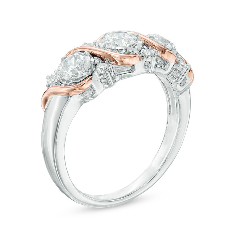 1.00 CT. T.W. Diamond "S" Past Present FutureÂ® Engagement Ring in 14K Two-Tone Gold