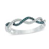 Thumbnail Image 1 of 0.15 CT. T.W. Blue Enhanced and White Diamond Twist Shank Band in 10K White Gold