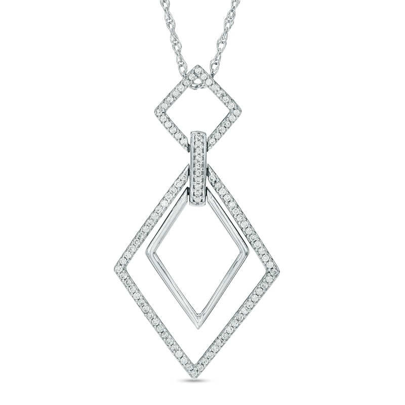 0.23 CT. T.W. Diamond Interlocking Tilted Squares Pendant in Sterling Silver