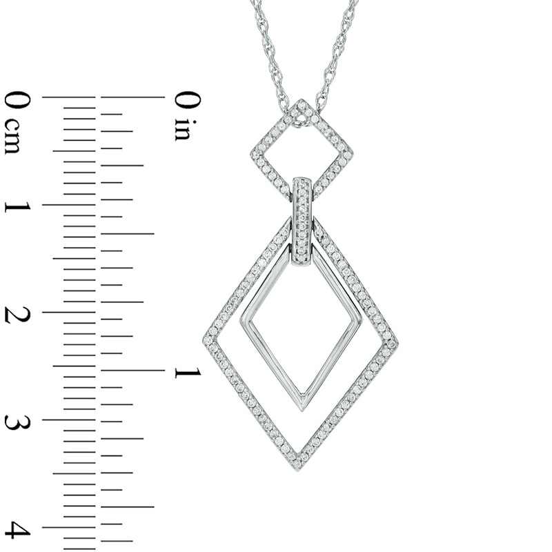 0.23 CT. T.W. Diamond Interlocking Tilted Squares Pendant in Sterling Silver