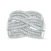 Thumbnail Image 0 of 0.95 CT. T.W. Diamond Three Row Woven Ring in 10K White Gold