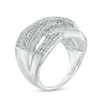 Thumbnail Image 1 of 0.95 CT. T.W. Diamond Three Row Woven Ring in 10K White Gold