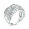 Thumbnail Image 1 of 0.95 CT. T.W. Baguette Diamond Layered Criss-Cross Ring in 10K White Gold