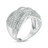 Thumbnail Image 2 of 0.95 CT. T.W. Baguette Diamond Layered Criss-Cross Ring in 10K White Gold