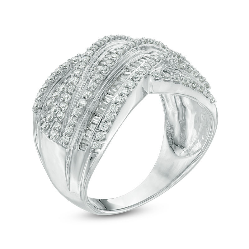 White gold sales criss cross ring