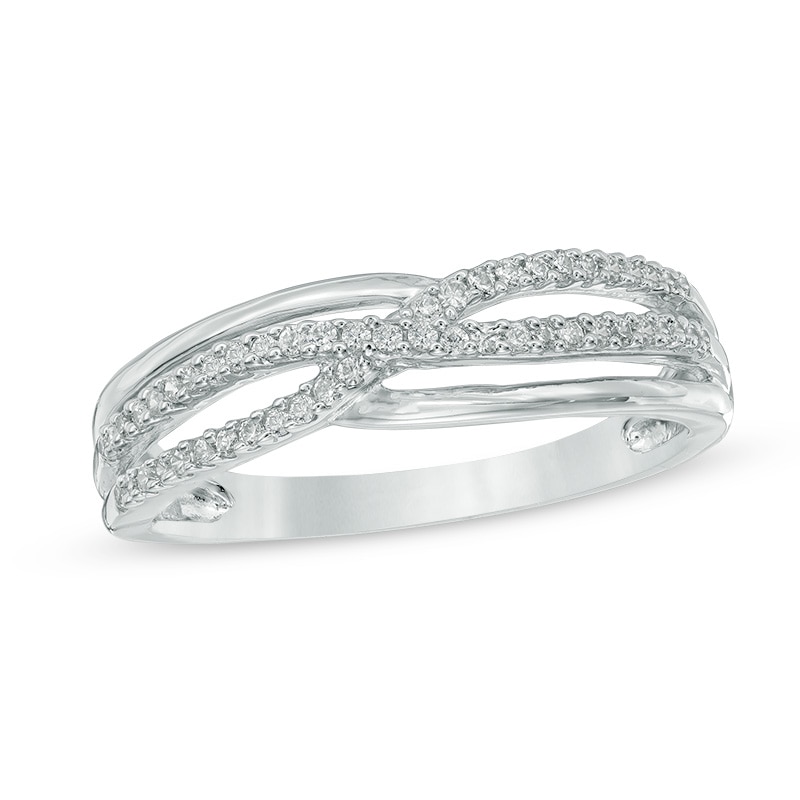 0.18 CT. T.W. Diamond Split Shank Woven Ring in Sterling Silver|Peoples Jewellers