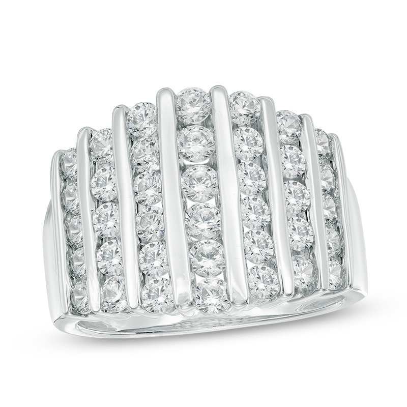 1.95 CT. T.W. Diamond Linear Multi-Row Ring in 10K White Gold|Peoples Jewellers