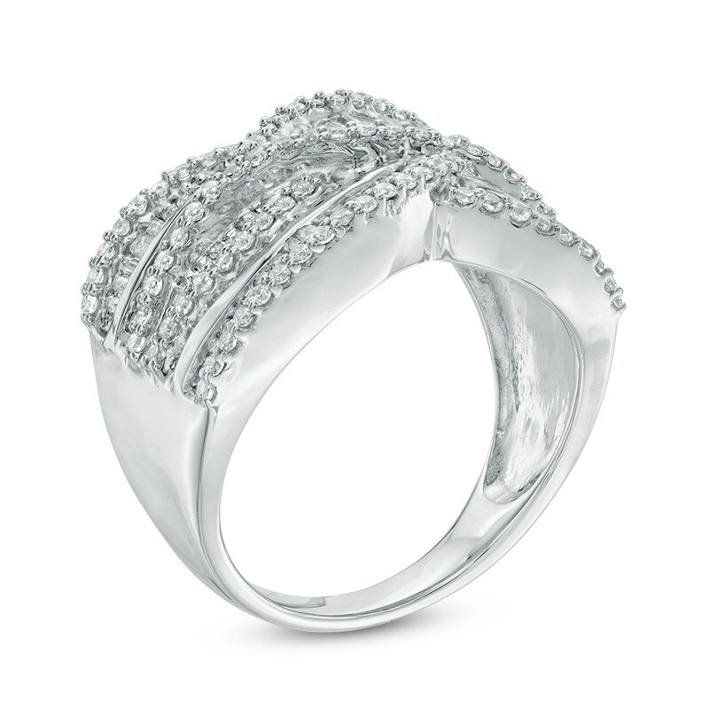 Main Image 2 of 1.20 CT. T.W. Diamond Layered Woven Ring in 10K White Gold