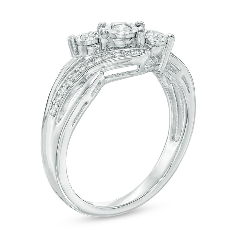 0.25 CT. T.W. Diamond Past Present FutureÂ® Bypass Slant Engagement Ring in 10K White Gold