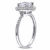 Thumbnail Image 2 of 7.0mm Lab-Created White Sapphire and 0.09 CT. T.W. Diamond Double Frame Ring in 10K White Gold