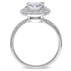 Thumbnail Image 3 of 7.0mm Lab-Created White Sapphire and 0.09 CT. T.W. Diamond Double Frame Ring in 10K White Gold