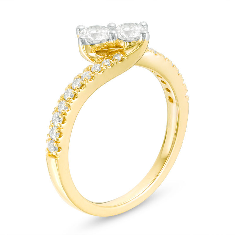 Ever Us™ CT. T.W. Two-Stone Diamond Bypass Ring 14K Gold