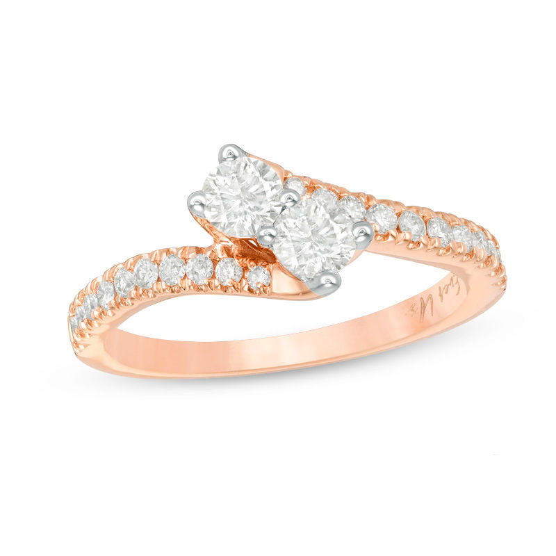 Ever Usâ¢ CT. T.W. Two-Stone Diamond Bypass Ring in 14K Rose Gold