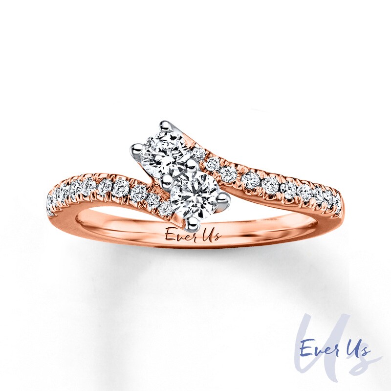 Ever Us™ 1.00 CT. T.W. Two-Stone Diamond Bypass Ring in 14K Rose Gold