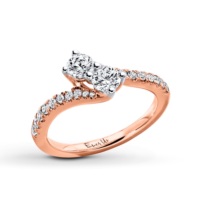 Ever Us™ 1.00 CT. T.W. Two-Stone Diamond Bypass Ring in 14K Rose Gold