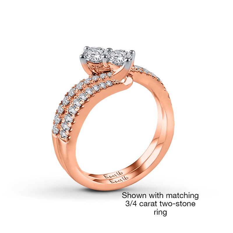 Main Image 3 of Ever Us™ 0.12 CT. T.W. Diamond Contour Band in 14K Rose Gold