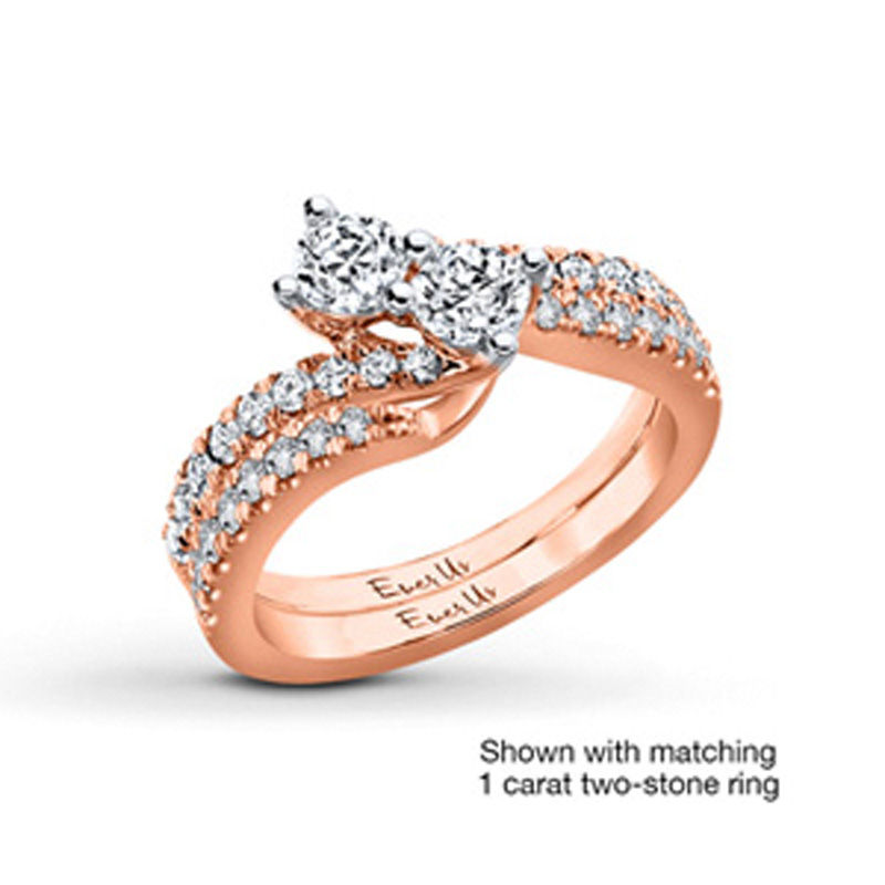 Ever Us™ 0.20 CT. T.W. Diamond Contour Band in 14K Rose Gold