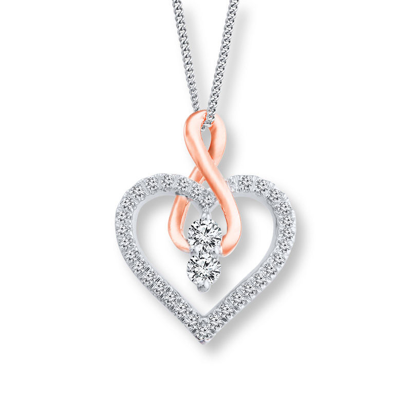 Ever Us™ 0.50 CT. T.W. Diamond Heart with Infinity Pendant in 14K Two-Tone Gold - 19"