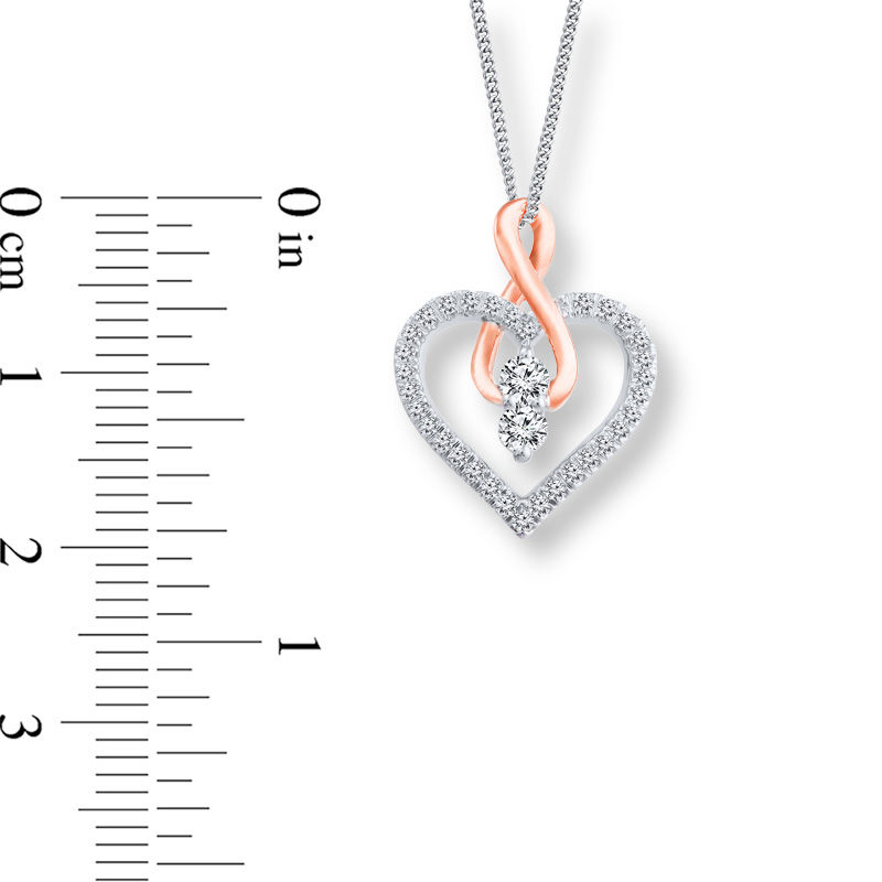 Main Image 2 of Ever Us™ 0.50 CT. T.W. Diamond Heart with Infinity Pendant in 14K Two-Tone Gold - 19"