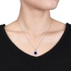 Thumbnail Image 3 of Oval Lab-Created Blue and White Sapphire with Diamond Accent Frame Pendant, Ring and Earrings Set in Sterling Silver - Size 7