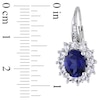 Thumbnail Image 4 of Oval Lab-Created Blue and White Sapphire with Diamond Accent Frame Pendant, Ring and Earrings Set in Sterling Silver - Size 7