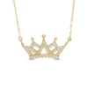 Thumbnail Image 1 of 0.12 CT. T.W. Diamond Crown Necklace in 10K Gold - 16.5"
