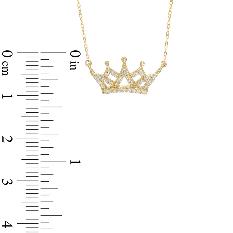 Main Image 2 of 0.12 CT. T.W. Diamond Crown Necklace in 10K Gold - 16.5"