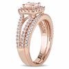 Thumbnail Image 2 of 6.0mm Morganite and 0.62 CT. T.W. Diamond Square Frame Split Shank Bridal Set in 14K Rose Gold