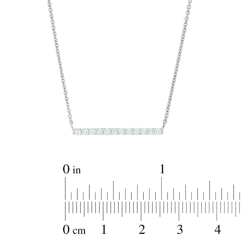 Main Image 2 of 0.25 CT. T.W. Diamond Bar Necklace in 10K White Gold - 16"
