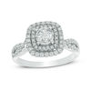 Thumbnail Image 0 of 0.70 CT. T.W. Diamond Double Cushion Frame Engagement Ring in 10K White Gold
