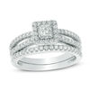 Thumbnail Image 0 of 1.00 CT. T.W. Princess-Cut Diamond Frame Split Shank Bridal Set in 14K White Gold