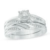 Thumbnail Image 1 of 0.23 CT. T.W. Diamond Slant Bridal Set in Sterling Silver