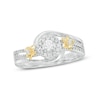 Thumbnail Image 0 of 0.37 CT. T.W. Diamond Frame Flower Swirl Engagement Ring in 10K Two-Tone Gold