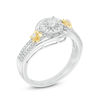 Thumbnail Image 1 of 0.37 CT. T.W. Diamond Frame Flower Swirl Engagement Ring in 10K Two-Tone Gold