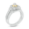 Thumbnail Image 1 of 0.46 CT. T.W. Diamond Square Frame Flower Collar Bridal Set in 10K Two-Tone Gold