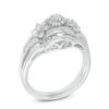 Thumbnail Image 1 of 0.30 CT. T.W. Composite Diamond Double Flower Bridal Set in 10K White Gold