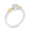 Thumbnail Image 1 of 0.23 CT. T.W. Diamond Frame Double Flower Promise Ring in 10K Two-Tone Gold