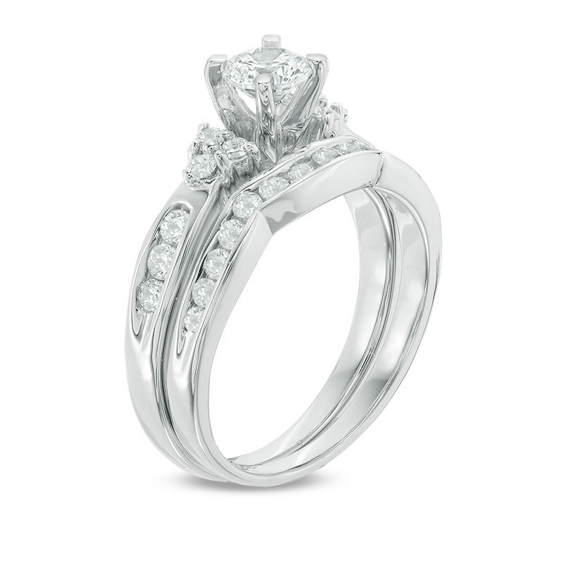 0.95 CT. T.W. Diamond Tri-Sides Bridal Set in 10K White Gold