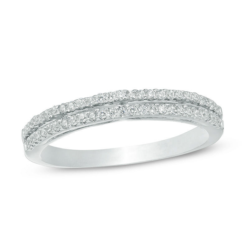 0.09 CT. T.W. Diamond Two Row Anniversary Band in Sterling Silver|Peoples Jewellers