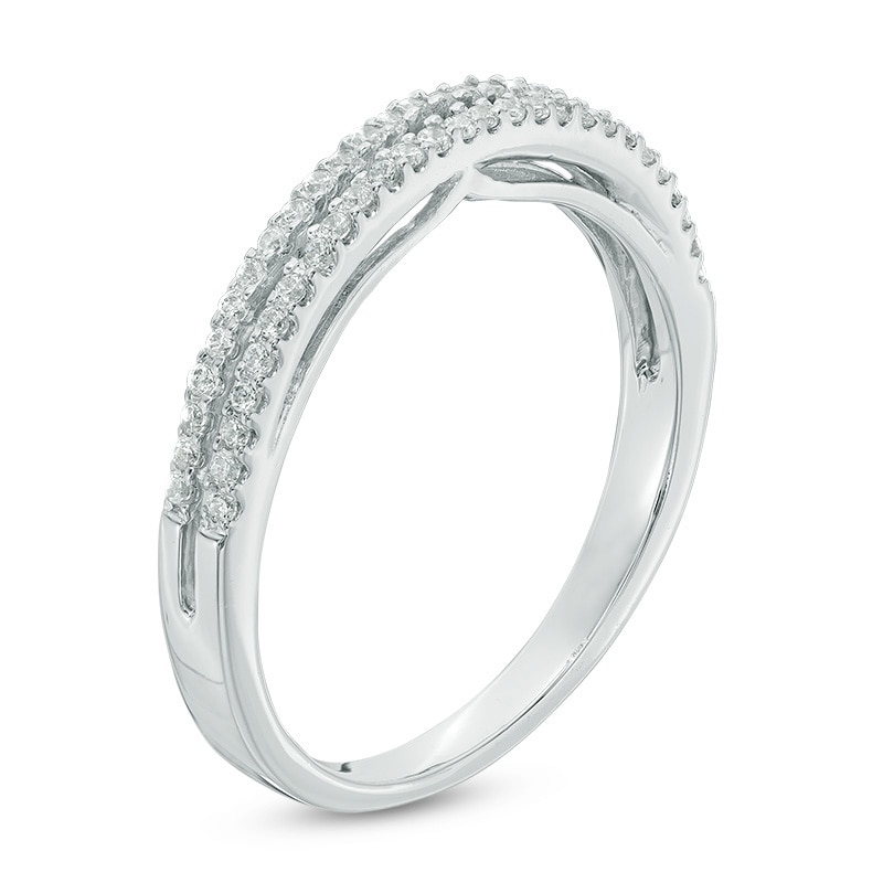 Main Image 2 of 0.09 CT. T.W. Diamond Two Row Anniversary Band in Sterling Silver