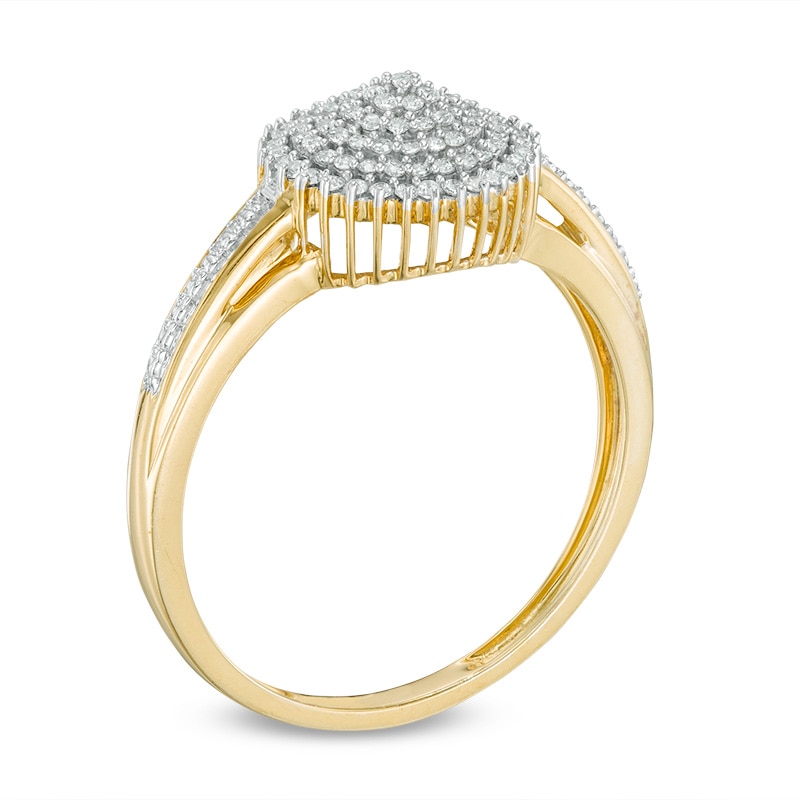 Main Image 2 of 0.25 CT. T. W. Diamond Tiered Sunburst Ring in 10K Gold